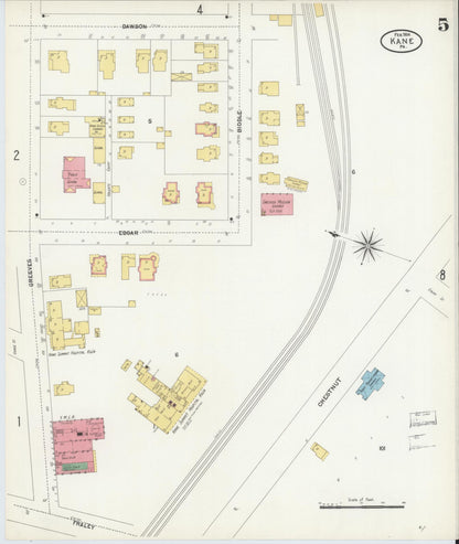 Sanborn Fire Insurance Map from Kane, McKean County, Pennsylvania (1904), Sheet #0005 - Complete Map Set gallery image, historic Sanborn map, vintage wall art, Pennsylvania Pennsylvania