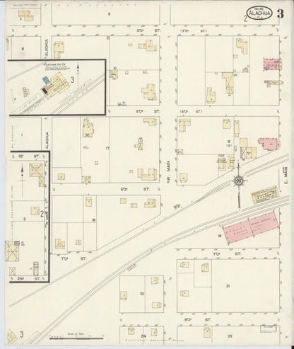 Sanborn Fire Insurance Map from Alachua, Alachua County, Florida (1912), Sheet #0003 - Historic Sanborn Fire Insurance Map Print, vintage old map wall art, antique decor, genealogy gift, Florida Florida map