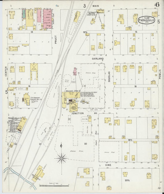 Sanborn Fire Insurance Map from Paragould, Greene County, Arkansas (1897), Sheet #0006 - Historic Sanborn Fire Insurance Map Print, vintage old map wall art, antique decor, genealogy gift, Arkansas Arkansas map