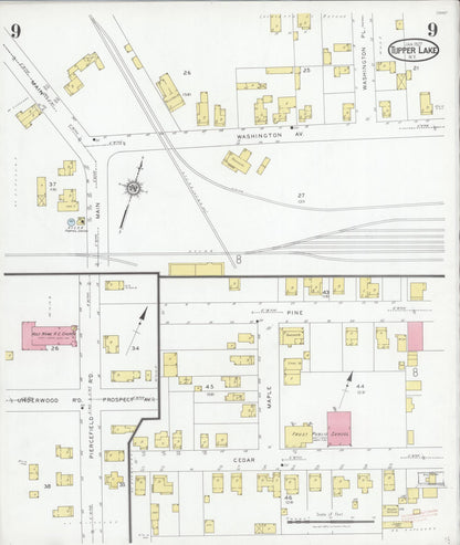 Sanborn Fire Insurance Map from Tupper Lake, Franklin County, New York (1927), Sheet #0009 - Complete Map Set gallery image, historic Sanborn map, vintage wall art, New York New York