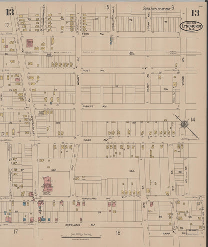 Sanborn Fire Insurance Map from Lyndhurst, Bergen County, New Jersey (1922), Sheet #0013 - Complete Map Set gallery image, historic Sanborn map, vintage wall art, New Jersey New Jersey