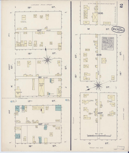 Sanborn Fire Insurance Map from Merced, Merced County, California (1885), Sheet #0002 - Historic Sanborn Fire Insurance Map Print, vintage old map wall art, antique decor, genealogy gift, California California map