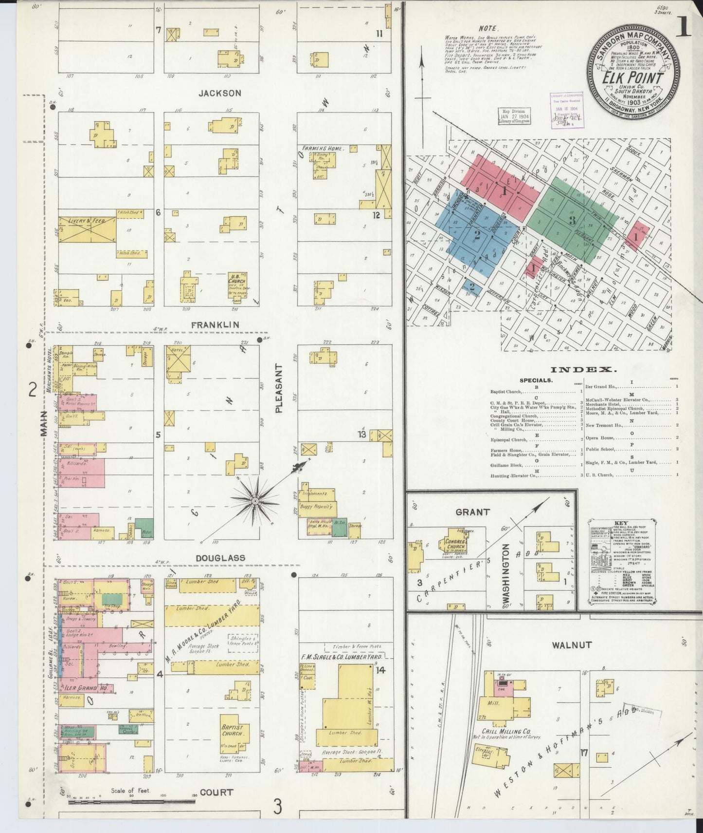 Sanborn Fire Insurance Map from Elk Point, Union County, South Dakota (1903), Sheet #0001 - Complete Map Set gallery image, historic Sanborn map, vintage wall art, South Dakota South Dakota
