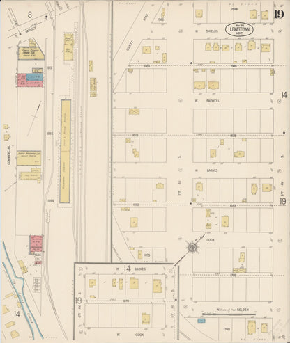 Sanborn Fire Insurance Map from Lewistown, Fergus County, Montana (1916), Sheet #0019 - Complete Map Set gallery image, historic Sanborn map, vintage wall art, Montana Montana