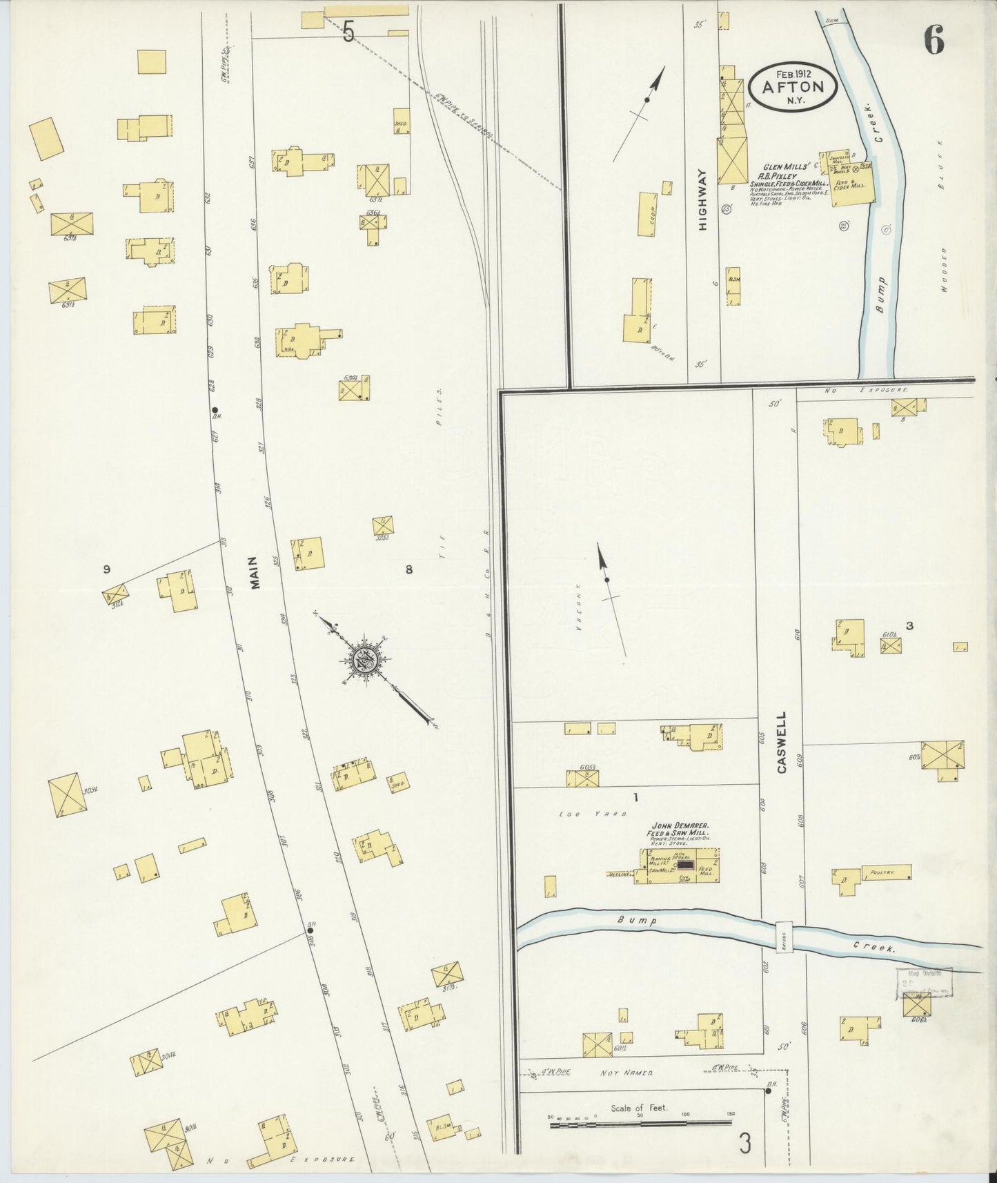 Sanborn Fire Insurance Map from Afton, Chenango County, New York (1912), Sheet #0006 - Complete Map Set gallery image, historic Sanborn map, vintage wall art, New York New York