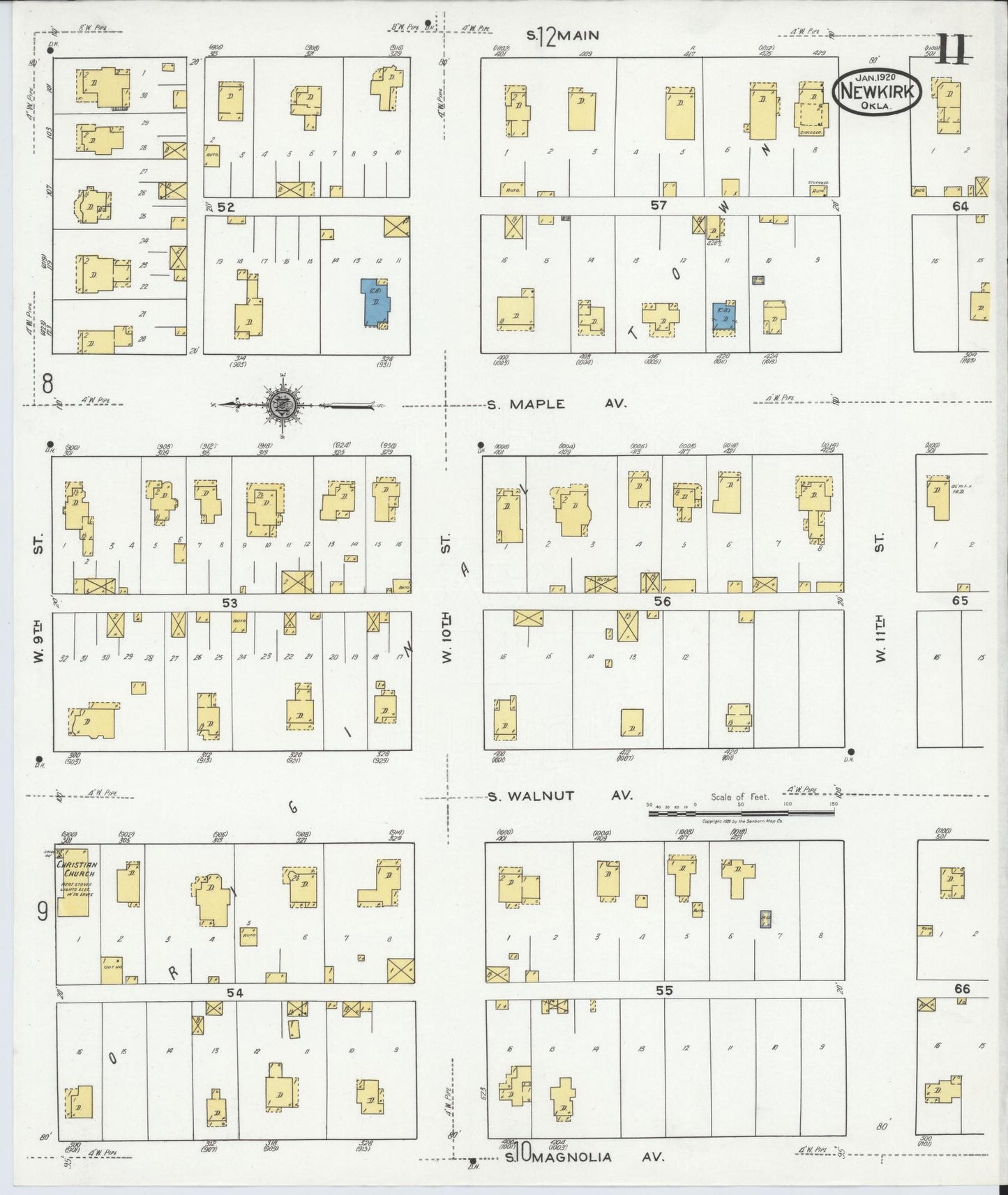 Sanborn Fire Insurance Map from Newkirk, Kay County, Oklahoma (1920), Sheet #0011 - Complete Map Set gallery image, historic Sanborn map, vintage wall art, Oklahoma Oklahoma