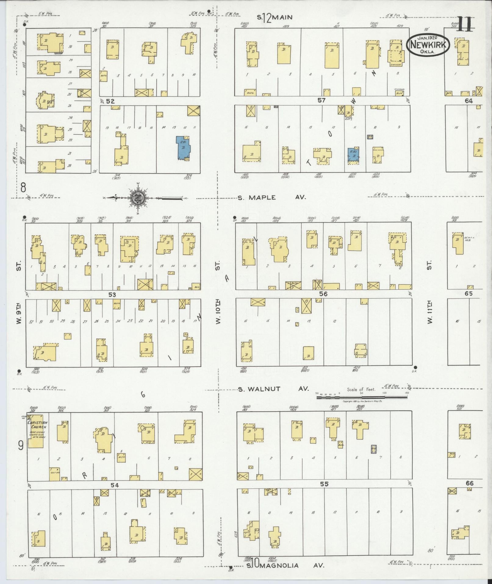 Sanborn Fire Insurance Map from Newkirk, Kay County, Oklahoma (1920), Sheet #0011 - Complete Map Set gallery image, historic Sanborn map, vintage wall art, Oklahoma Oklahoma