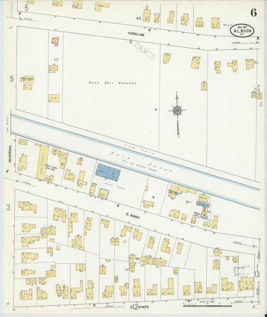 Sanborn Fire Insurance Map from Albion, Orleans County, New York (1911), Sheet #0006 - Historic Sanborn Fire Insurance Map Print, vintage old map wall art, antique decor, genealogy gift, New York New York map