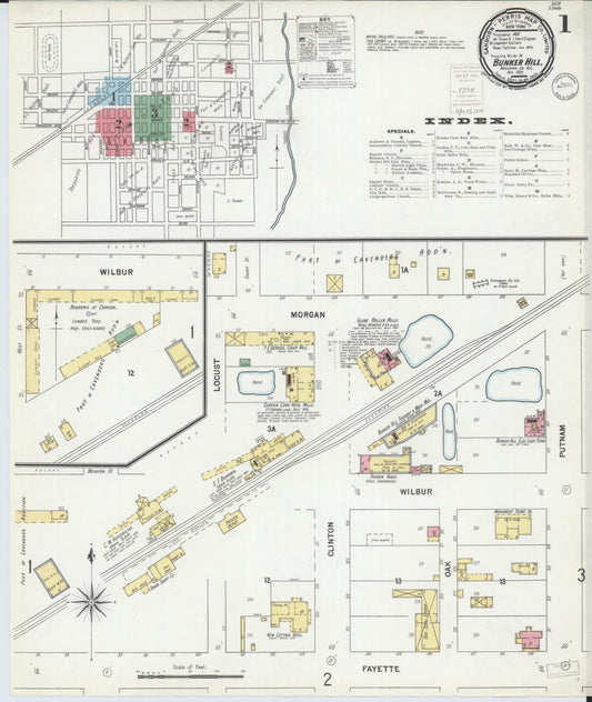 Sanborn Fire Insurance Map from Bunker Hill, Macoupin County, Illinois (1899), Sheet #0001 - Historic Sanborn Fire Insurance Map Print, vintage old map wall art, antique decor, genealogy gift, Illinois Illinois map