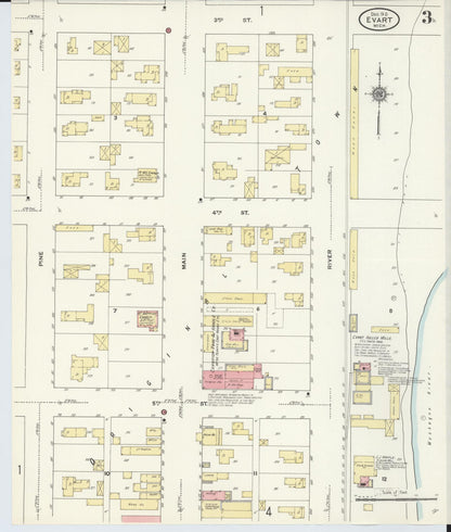 Sanborn Fire Insurance Map from Evart, Osceola County, Michigan (1910), Sheet #0003 - Historic Sanborn Fire Insurance Map Print, vintage old map wall art, antique decor, genealogy gift, Michigan Michigan map