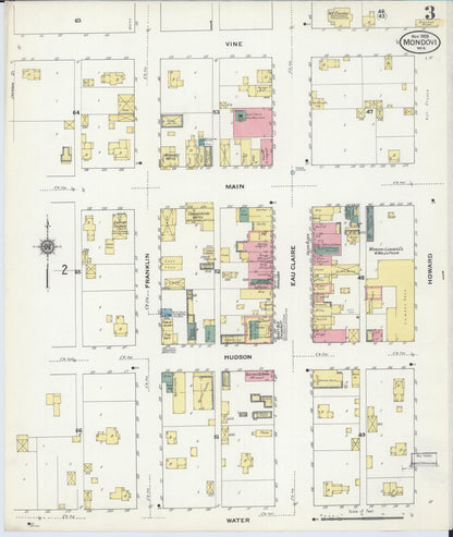 Sanborn Fire Insurance Map from Mondovi, Buffalo County, Wisconsin (1909), Sheet #0003 - Complete Map Set gallery image, historic Sanborn map, vintage wall art, Wisconsin Wisconsin