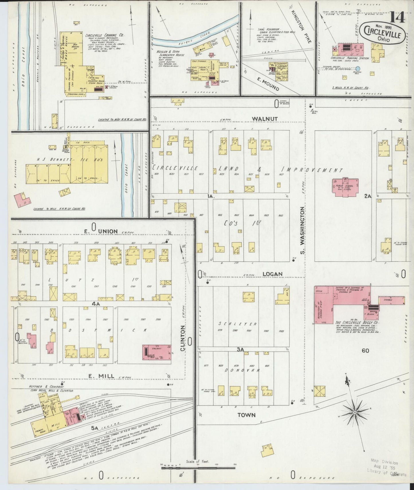 Sanborn Fire Insurance Map from Circleville, Pickaway County, Ohio (1899), Sheet #0014 - Historic Sanborn Fire Insurance Map Print, vintage old map wall art, antique decor, genealogy gift, Ohio Ohio map
