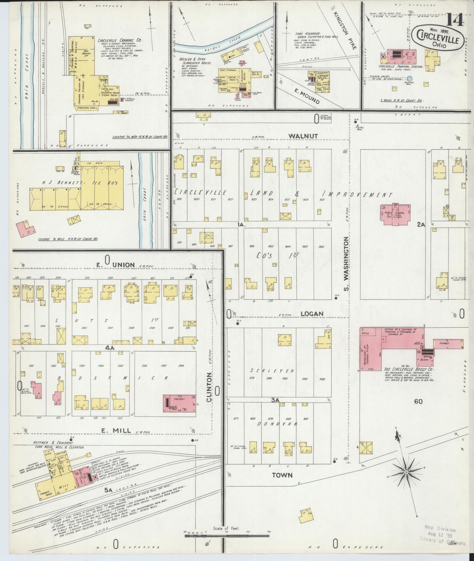 Sanborn Fire Insurance Map from Circleville, Pickaway County, Ohio (1899), Sheet #0014 - Historic Sanborn Fire Insurance Map Print, vintage old map wall art, antique decor, genealogy gift, Ohio Ohio map
