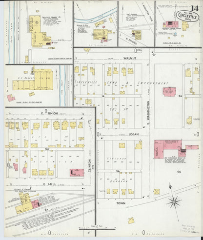 Sanborn Fire Insurance Map from Circleville, Pickaway County, Ohio (1899), Sheet #0014 - Historic Sanborn Fire Insurance Map Print, vintage old map wall art, antique decor, genealogy gift, Ohio Ohio map