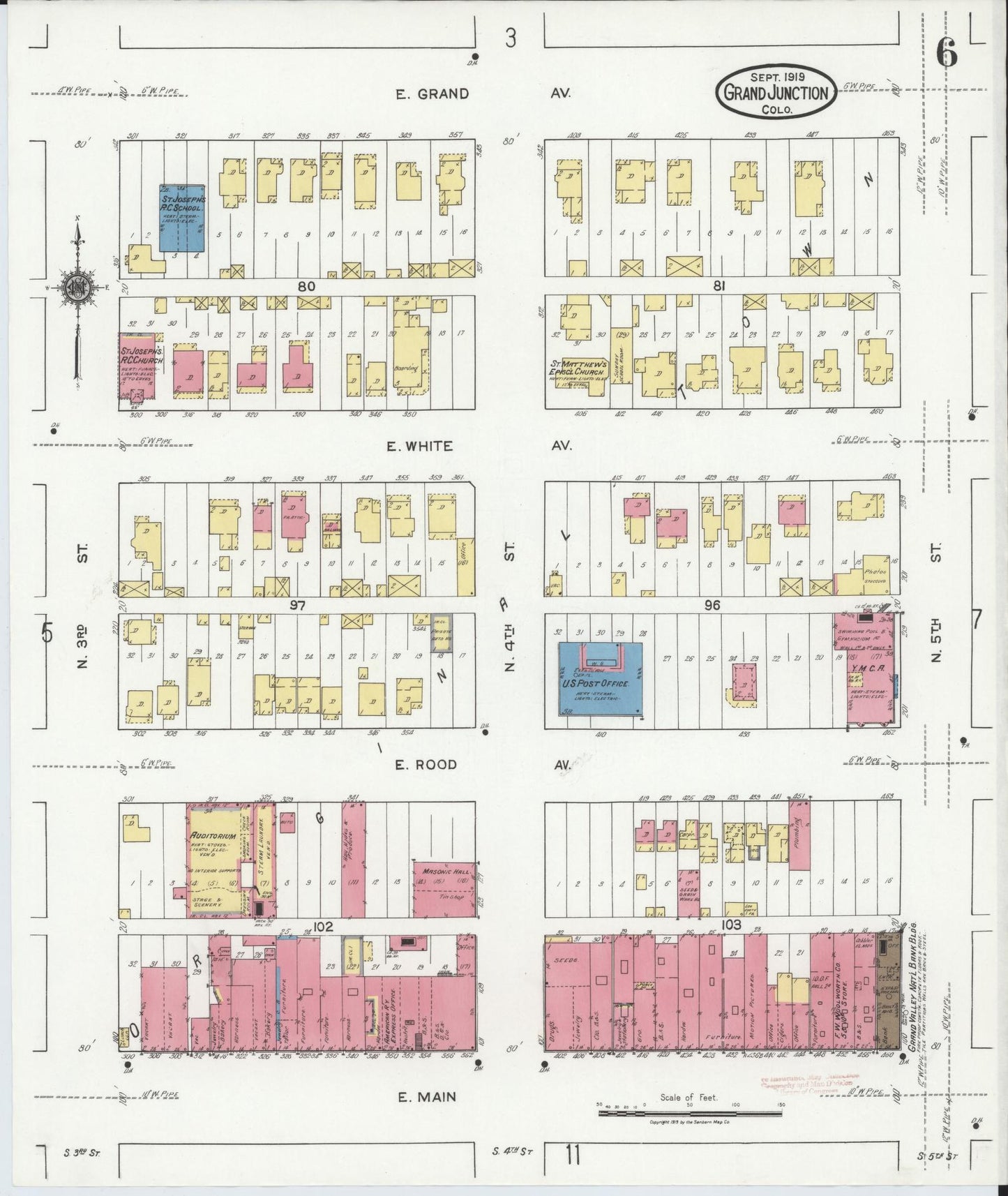 Sanborn Fire Insurance Map from Grand Junction, Mesa County, Colorado (1919), Sheet #0006 - Complete Map Set gallery image, historic Sanborn map, vintage wall art, Colorado Colorado