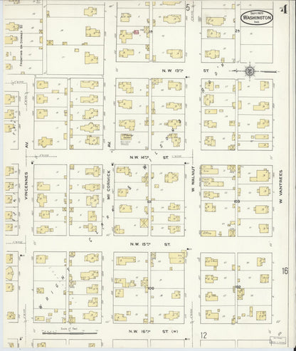 Sanborn Fire Insurance Map from Washington, Daviess County, Indiana (1909), Sheet #0004 - Historic Sanborn Fire Insurance Map Print, vintage old map wall art, antique decor, genealogy gift, Indiana Indiana map