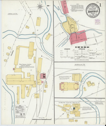 Sanborn Fire Insurance Map from Sheffield, Warren County, Pennsylvania (1905), Sheet #0001 - Complete Map Set gallery image, historic Sanborn map, vintage wall art, Pennsylvania Pennsylvania