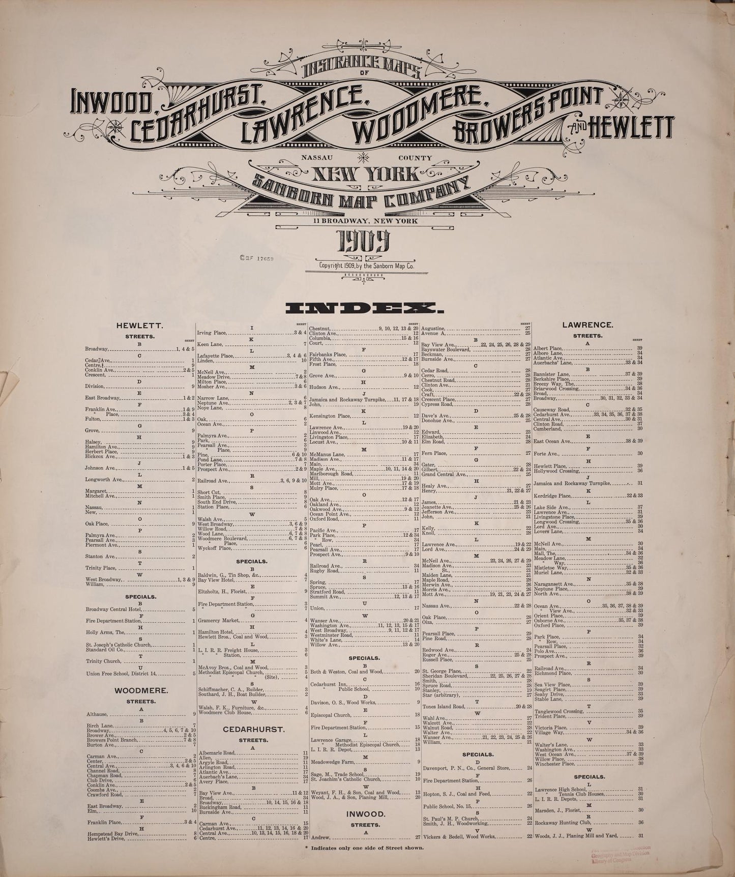 Sanborn Fire Insurance Map from Inwood, Nassau County, New York. (1909) – Historic Sanborn Fire Insurance Map Print