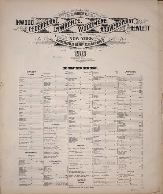 Sanborn Fire Insurance Map from Inwood, Nassau County, New York. (1909) – Historic Sanborn Fire Insurance Map Print