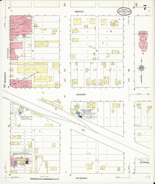 Sanborn Fire Insurance Map from Sterling, Rice County, Kansas (1912), Sheet #0007 - Historic Sanborn Fire Insurance Map Print, vintage old map wall art, antique decor, genealogy gift, Kansas Kansas map