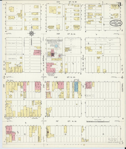 Sanborn Fire Insurance Map from Cass Lake, Cass County, Minnesota (1913), Sheet #0003 - Historic Sanborn Fire Insurance Map Print, vintage old map wall art, antique decor, genealogy gift, Minnesota Minnesota map