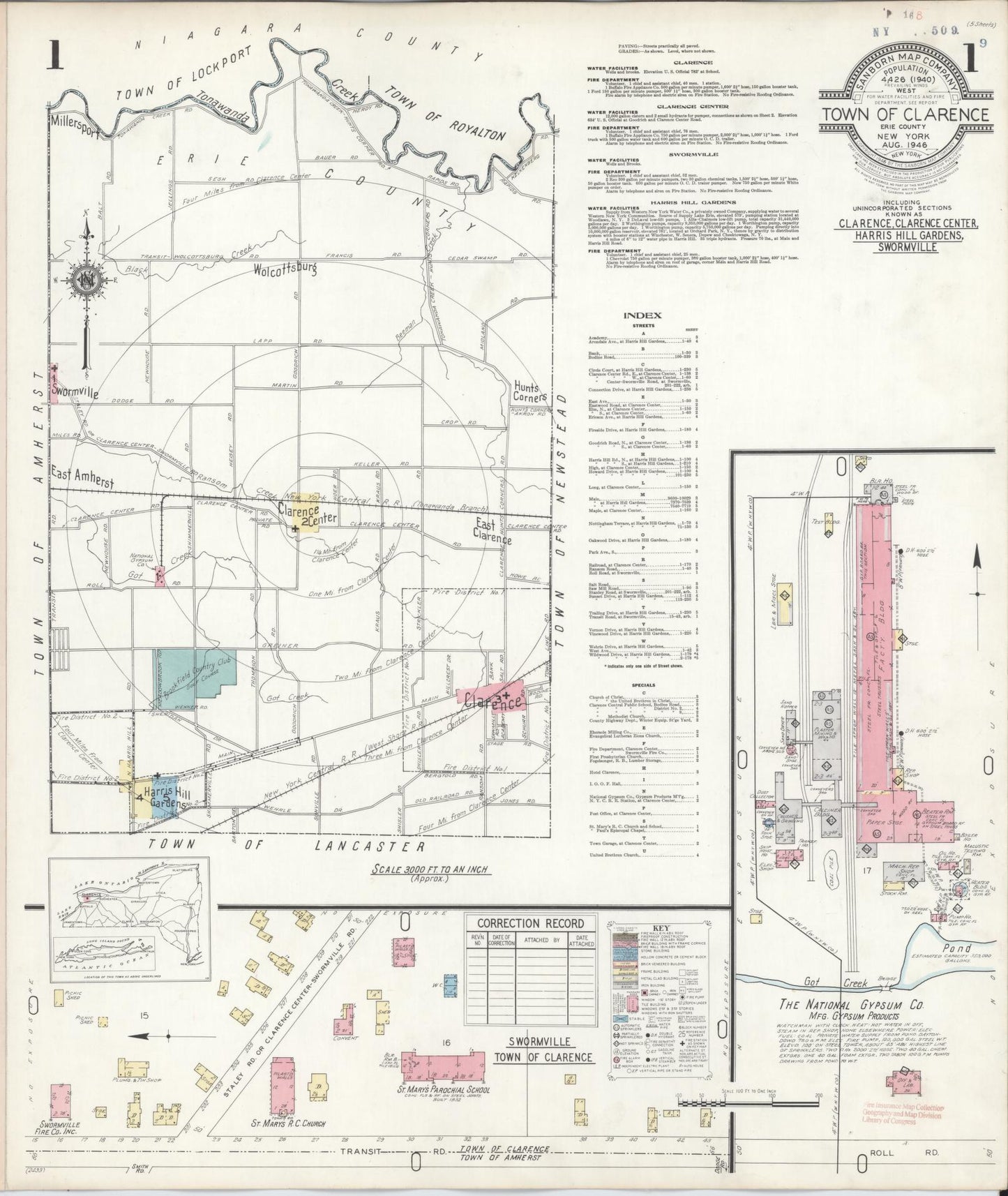 Sanborn Fire Insurance Map from Clarence, Erie County, New York. (1946) – Historic Sanborn Fire Insurance Map Print