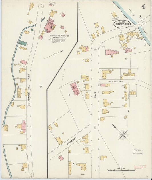 Sanborn Fire Insurance Map from Schaghticoke, Rensselaer County, New York (1902), Sheet #0004 - Historic Sanborn Fire Insurance Map Print, vintage old map wall art, antique decor, genealogy gift, New York New York map