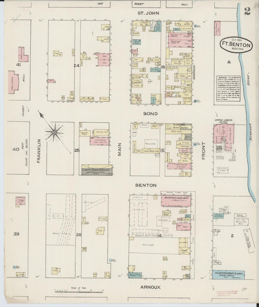 Sanborn Fire Insurance Map from Fort Benton, Chouteau County, Montana (1884), Sheet #0002 - Historic Sanborn Fire Insurance Map Print, vintage old map wall art, antique decor, genealogy gift, Montana Montana map