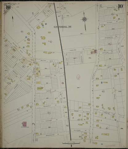 Sanborn Fire Insurance Map from New Providence, Union County, New Jersey (1944), Sheet #0010 - Historic Sanborn Fire Insurance Map Print, vintage old map wall art, antique decor, genealogy gift, New Jersey New Jersey map