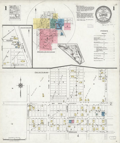 Sanborn Fire Insurance Map from Largo, Pinellas County, Florida (1926), Sheet #0001 - Complete Map Set gallery image, historic Sanborn map, vintage wall art, Florida Florida