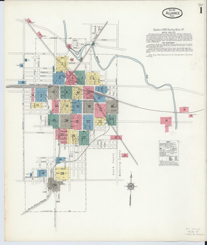 Sanborn Fire Insurance Map from Alliance, Stark County, Ohio (1911), Sheet #0001 - Historic Sanborn Fire Insurance Map Print, vintage old map wall art, antique decor, genealogy gift, Ohio Ohio map