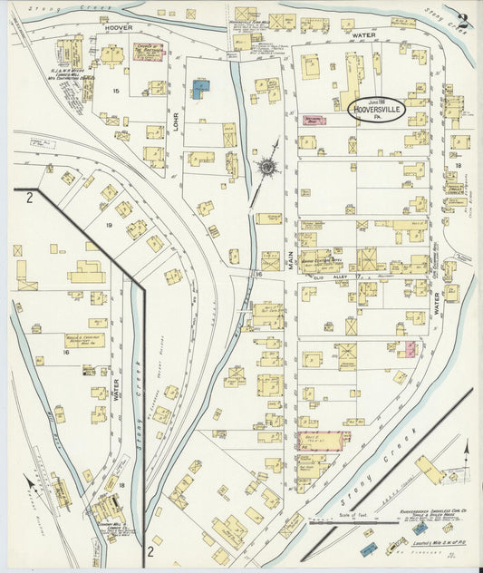 Sanborn Fire Insurance Map from Hooversville, Somerset County, Pennsylvania (1911), Sheet #0002 - Historic Sanborn Fire Insurance Map Print, vintage old map wall art, antique decor, genealogy gift, Pennsylvania Pennsylvania map