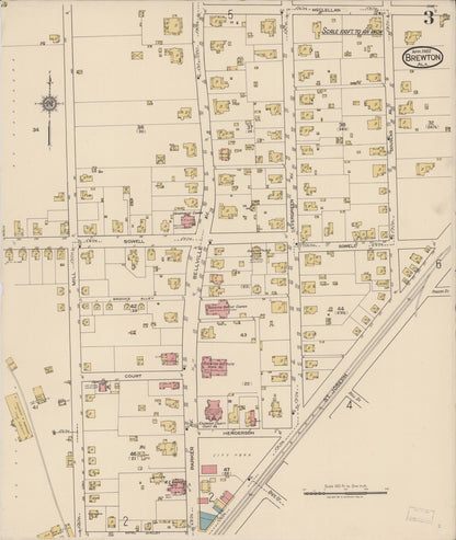 Sanborn Fire Insurance Map from Brewton, Escambia County, Alabama (1922), Sheet #0003 - Complete Map Set gallery image, historic Sanborn map, vintage wall art, Alabama Alabama