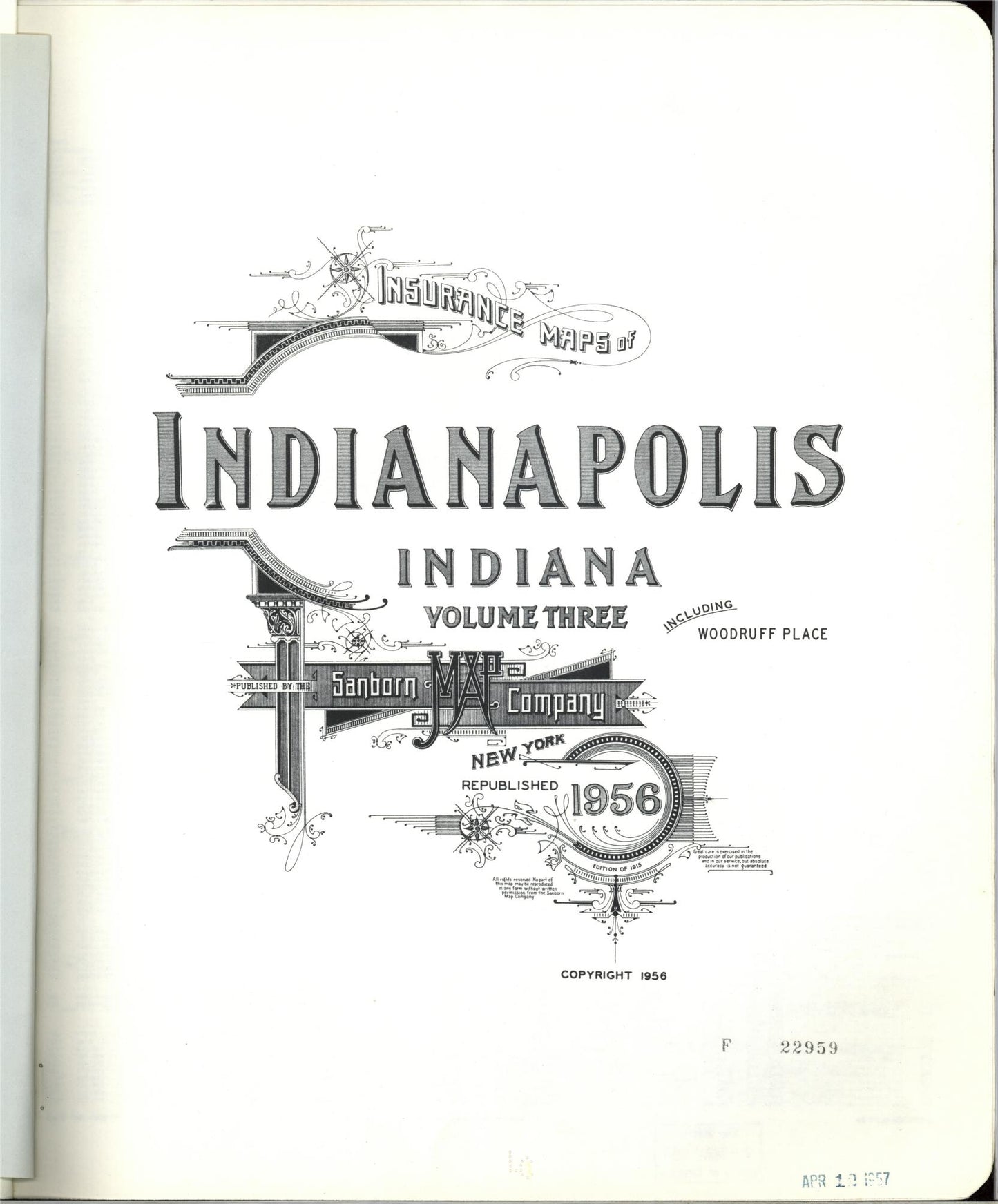 Sanborn Fire Insurance Map from Indianapolis, Marion County, Indiana (1956), Sheet #0001 - Complete Map Set gallery image, historic Sanborn map, vintage wall art, Indiana Indiana