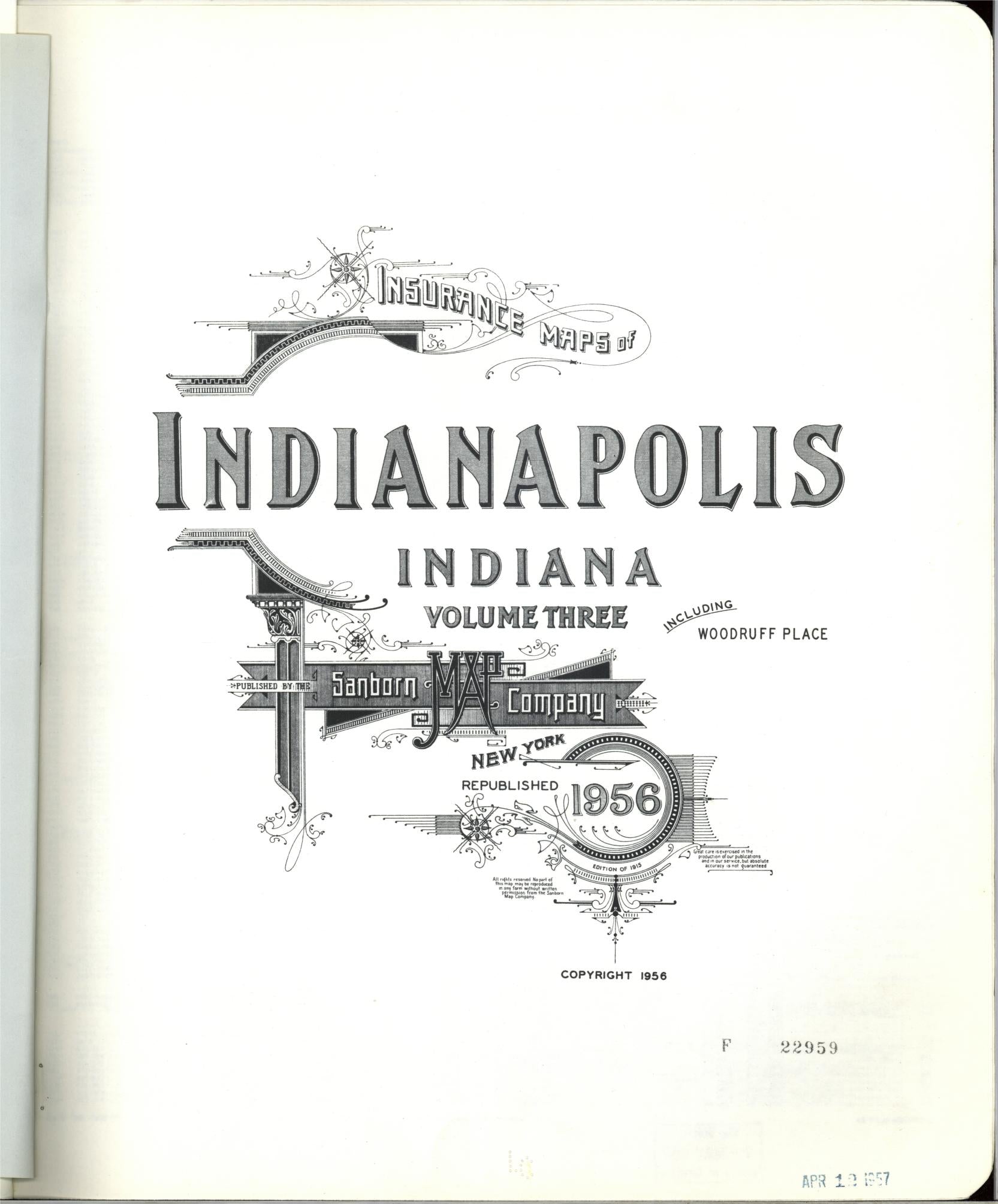Sanborn Fire Insurance Map from Indianapolis, Marion County, Indiana (1956), Sheet #0001 - Complete Map Set gallery image, historic Sanborn map, vintage wall art, Indiana Indiana