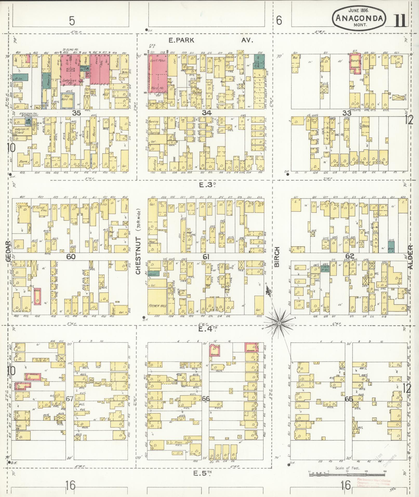 Sanborn Fire Insurance Map from Anaconda, Deer Lodge County, Montana (1896), Sheet #0011 - Complete Map Set gallery image, historic Sanborn map, vintage wall art, Montana Montana