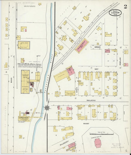 Sanborn Fire Insurance Map from Loudon, Loudon County, Tennessee (1911), Sheet #0002 - Complete Map Set gallery image, historic Sanborn map, vintage wall art, Tennessee Tennessee