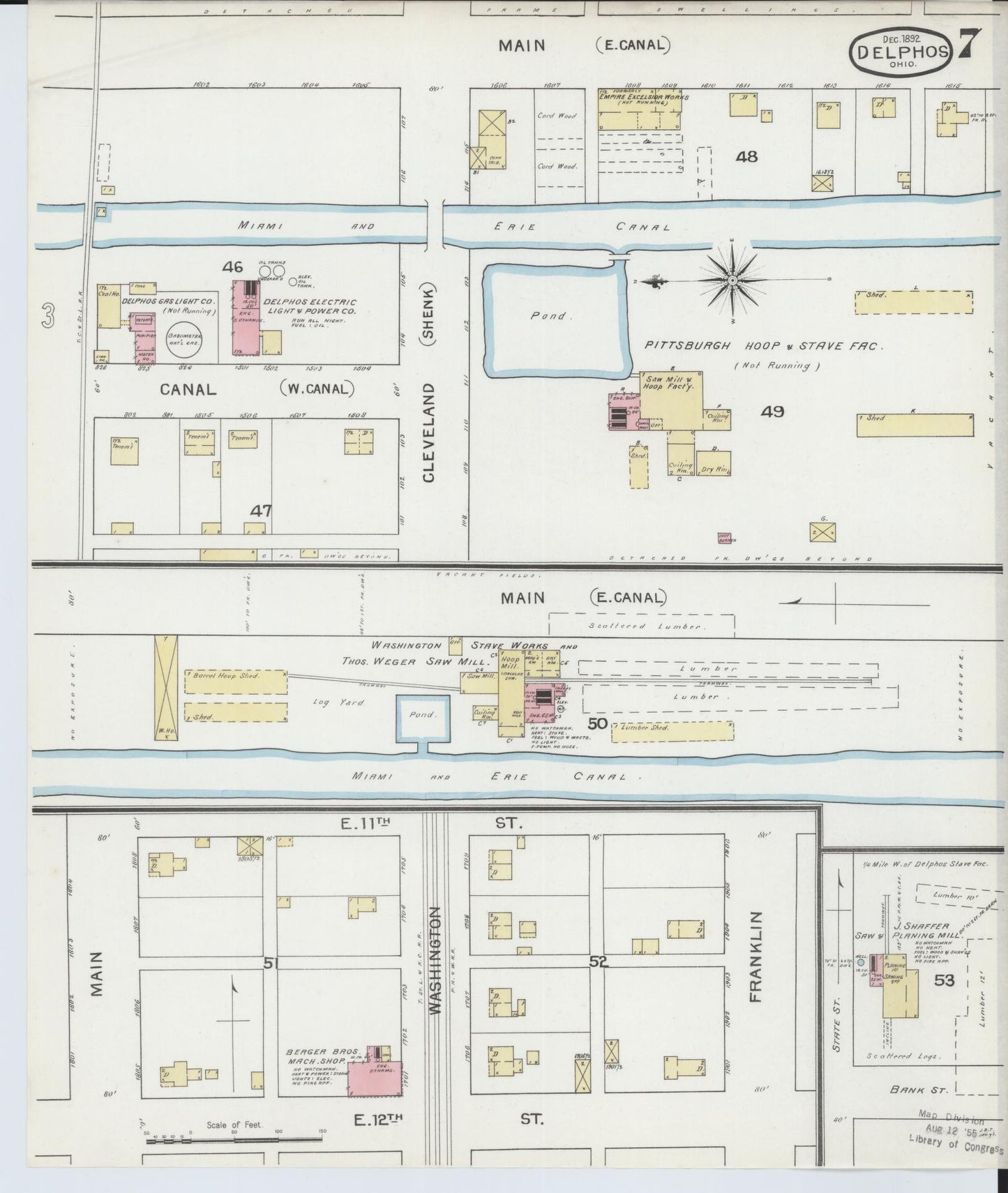 Sanborn Fire Insurance Map from Delphos, Van Wert And Allen Counties, Ohio (1892), Sheet #0007 - Historic Sanborn Fire Insurance Map Print, vintage old map wall art, antique decor, genealogy gift, Ohio Ohio map