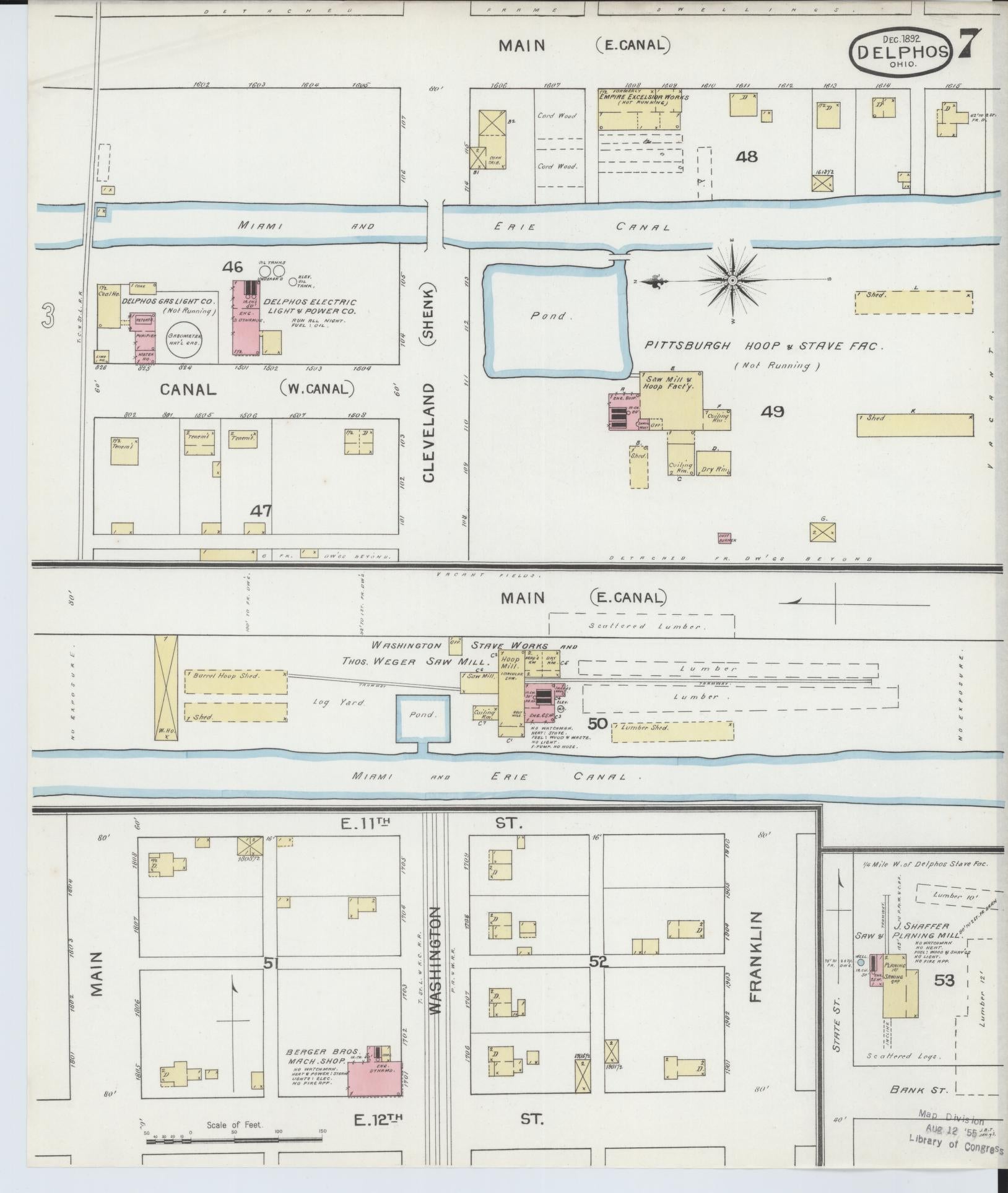 Sanborn Fire Insurance Map from Delphos, Van Wert And Allen Counties, Ohio (1892), Sheet #0007 - Historic Sanborn Fire Insurance Map Print, vintage old map wall art, antique decor, genealogy gift, Ohio Ohio map
