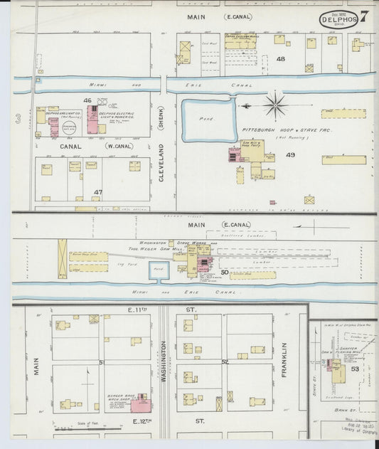 Sanborn Fire Insurance Map from Delphos, Van Wert And Allen Counties, Ohio (1892), Sheet #0007 - Historic Sanborn Fire Insurance Map Print, vintage old map wall art, antique decor, genealogy gift, Ohio Ohio map