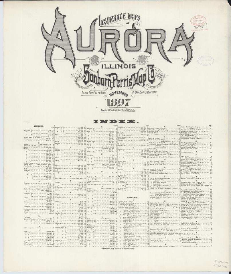 Sanborn Fire Insurance Map from Aurora, Kane County, Illinois. (1897) – Map View