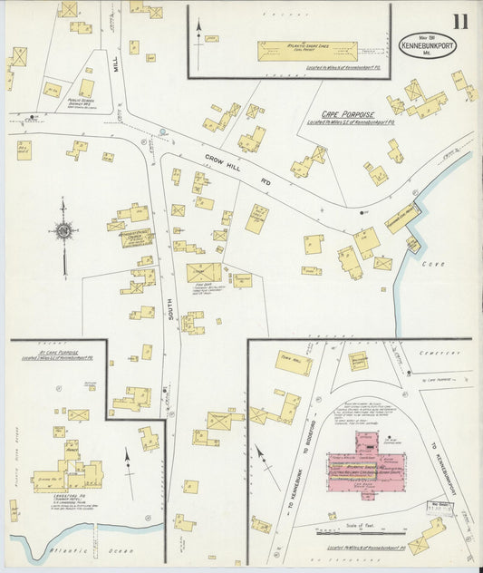 Sanborn Fire Insurance Map from Kennebunkport, York County, Maine (1911), Sheet #0011 - Historic Sanborn Fire Insurance Map Print, vintage old map wall art, antique decor, genealogy gift, Maine Maine map