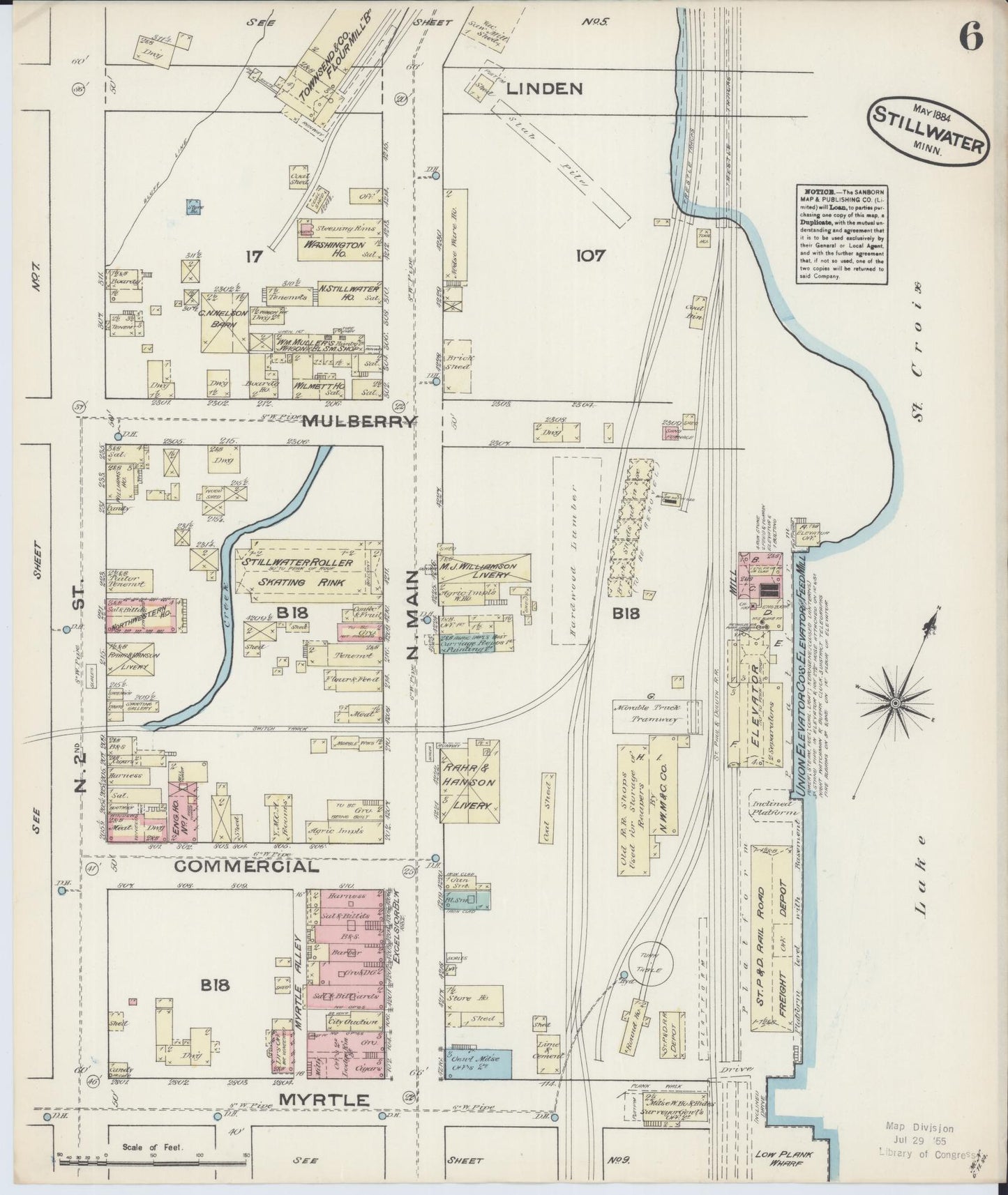 Sanborn Fire Insurance Map from Stillwater, Washington County, Minnesota (1884), Sheet #0006 - Complete Map Set gallery image, historic Sanborn map, vintage wall art, Minnesota Minnesota