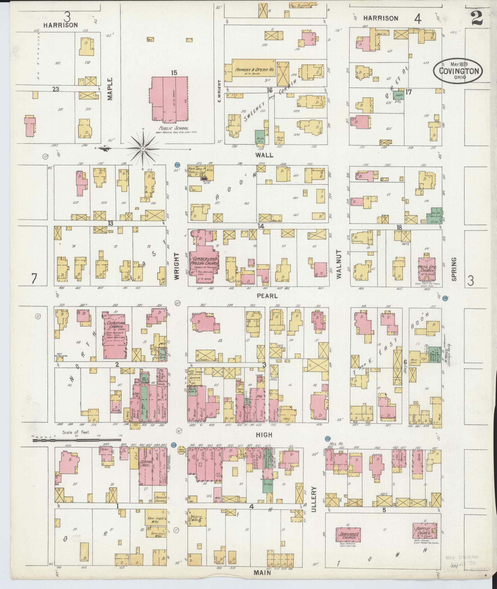 Sanborn Fire Insurance Map from Covington, Miami County, Ohio (1899), Sheet #0002 - Complete Map Set gallery image, historic Sanborn map, vintage wall art, Ohio Ohio