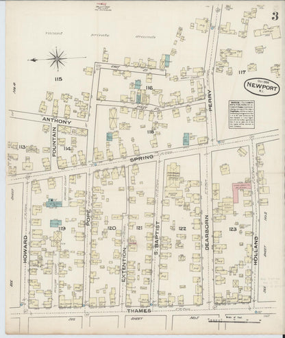 Sanborn Fire Insurance Map from Newport, Newport County, Rhode Island (1884), Sheet #0003 - Complete Map Set gallery image, historic Sanborn map, vintage wall art, Rhode Island Rhode Island
