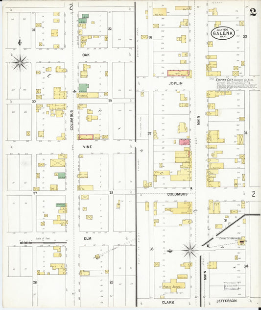 Sanborn Fire Insurance Map from Galena, Cherokee County, Kansas (1900), Sheet #0002 - Historic Sanborn Fire Insurance Map Print, vintage old map wall art, antique decor, genealogy gift, Kansas Kansas map