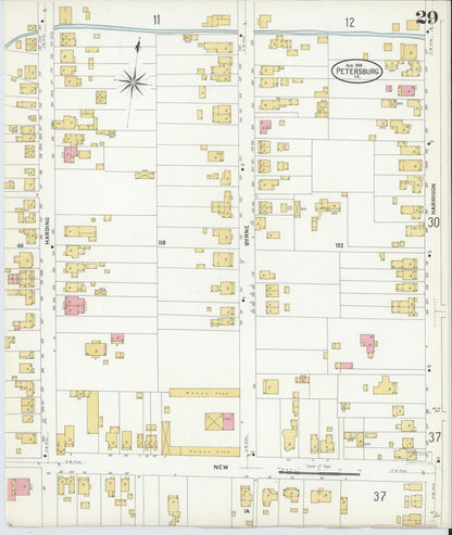 Sanborn Fire Insurance Map from Petersburg, Independent Cities, Virginia (1908), Sheet #0029 - Complete Map Set gallery image, historic Sanborn map, vintage wall art, Virginia Virginia