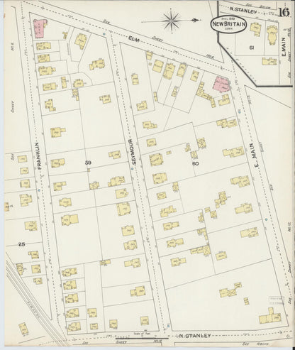 Sanborn Fire Insurance Map from New Britain, Hartford County, Connecticut (1890), Sheet #0016 - Complete Map Set gallery image, historic Sanborn map, vintage wall art, Connecticut Connecticut