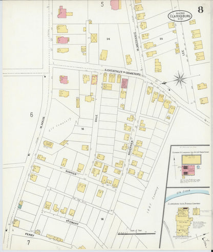 Sanborn Fire Insurance Map from Clarksburg, Harrison County, West Virginia (1905), Sheet #0008 - Complete Map Set gallery image, historic Sanborn map, vintage wall art, West Virginia West Virginia