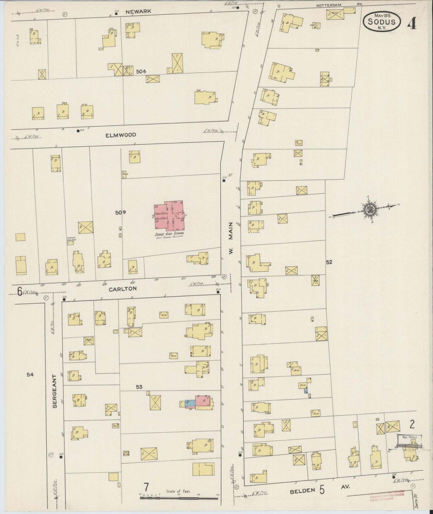 Sanborn Fire Insurance Map from Sodus, Wayne County, New York (1915), Sheet #0004 - Historic Sanborn Fire Insurance Map Print, vintage old map wall art, antique decor, genealogy gift, New York New York map
